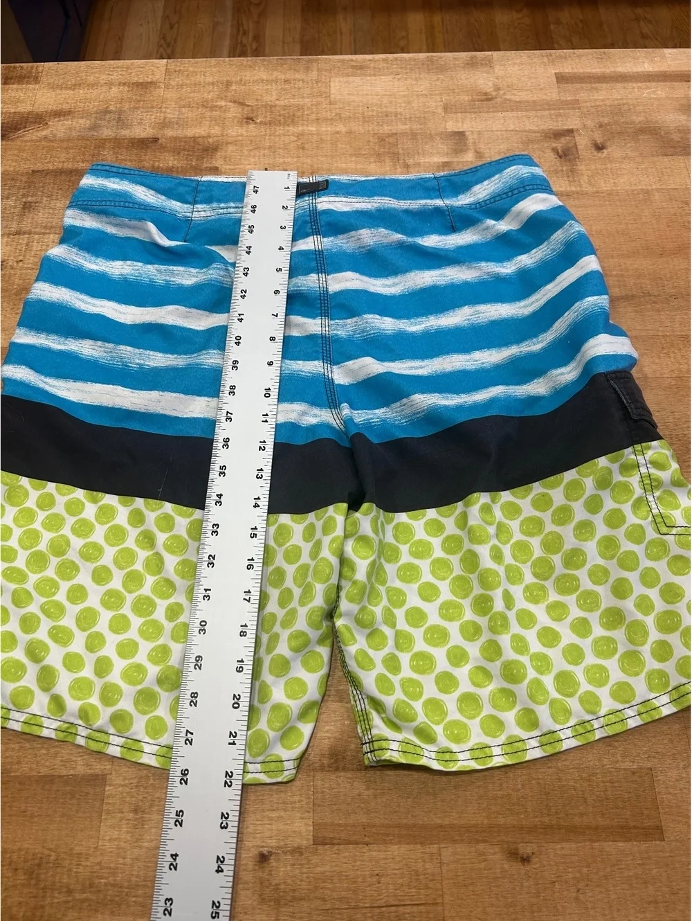 O'Neill Men's Swim Trunks Board Shorts Size 38 Blue Green Polka Dot